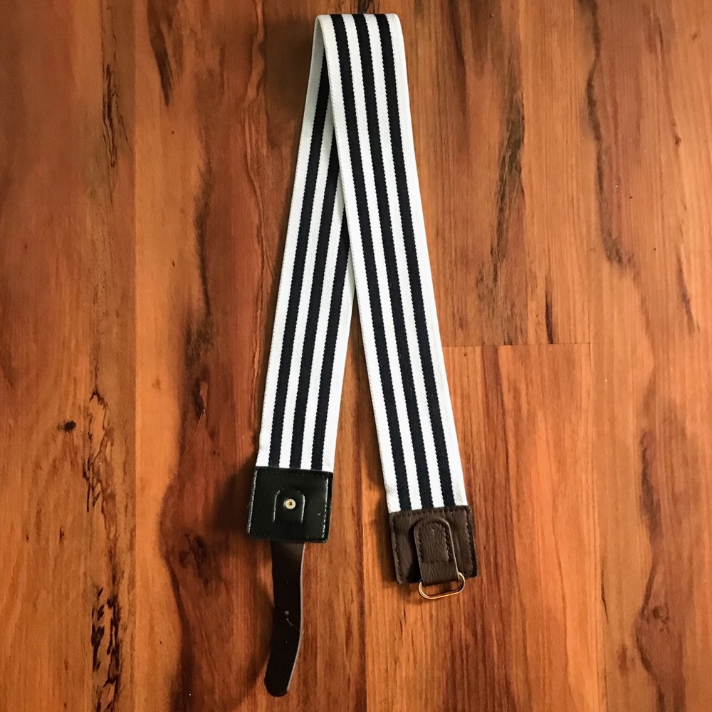 Stretchy Striped and Faux Leather Belt